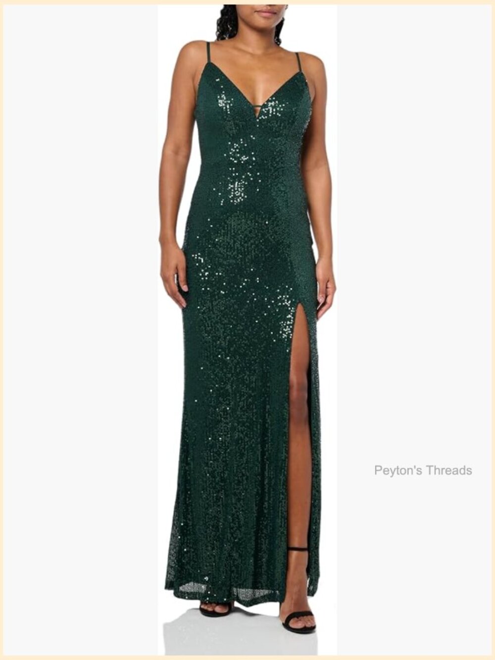 Sleeveless Maxi Sequined Party Dress with Deep V-Neck